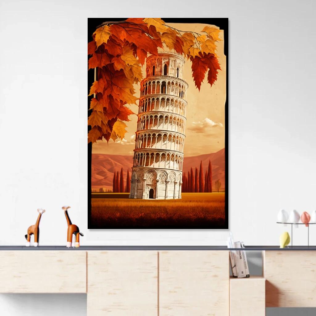 Picture of Leaning Tower of Pisa Autumn au dessus d'un meuble bas