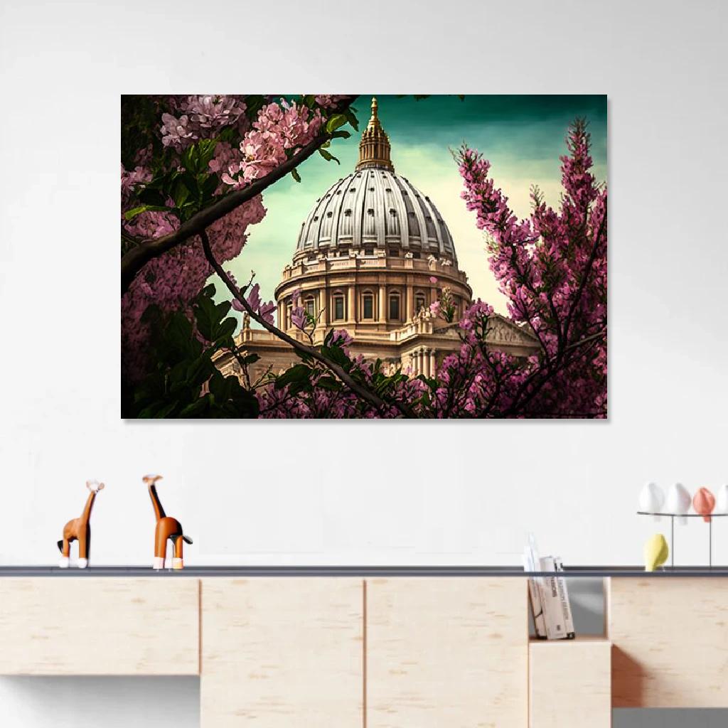Picture of St. Peter's Basilica Spring au dessus d'un meuble bas
