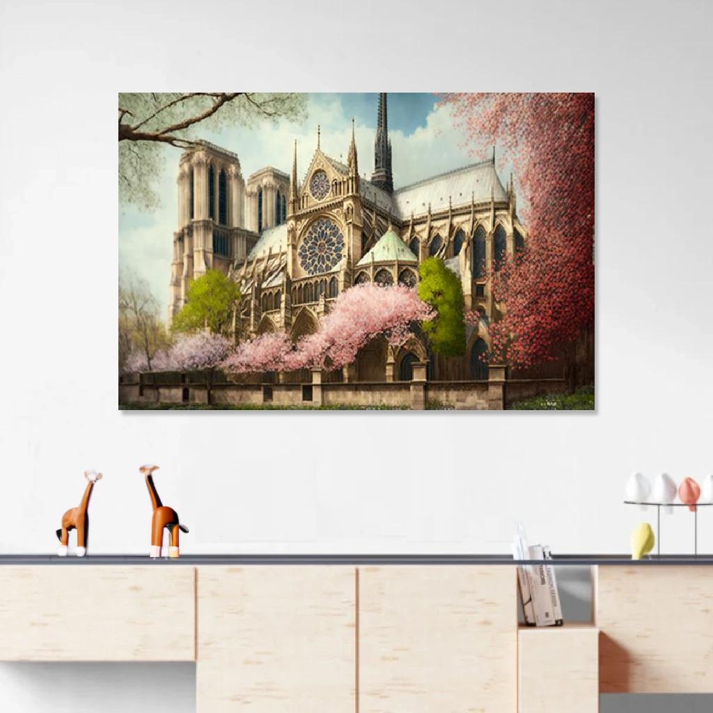 Picture of Notre-Dame Cathedral Spring au dessus d'un meuble bas