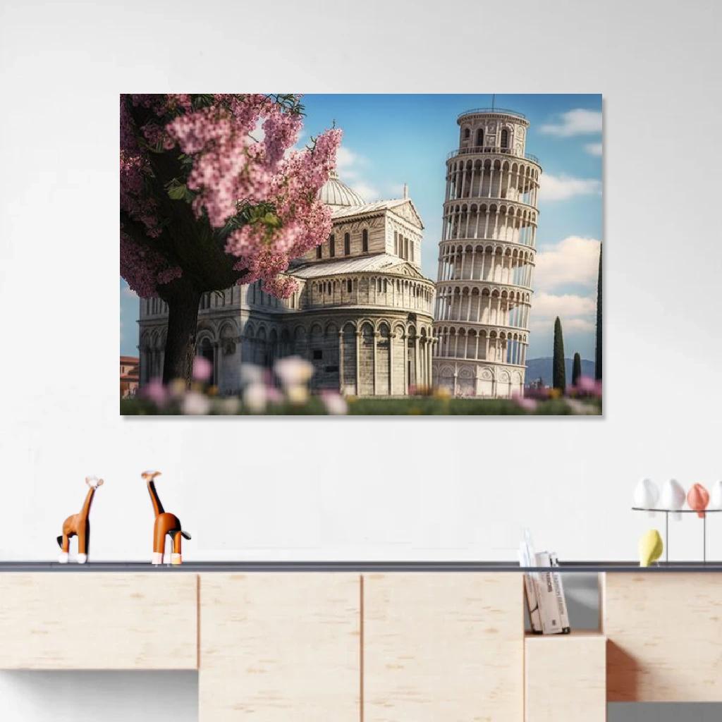 Picture of Leaning Tower of Pisa Spring au dessus d'un meuble bas