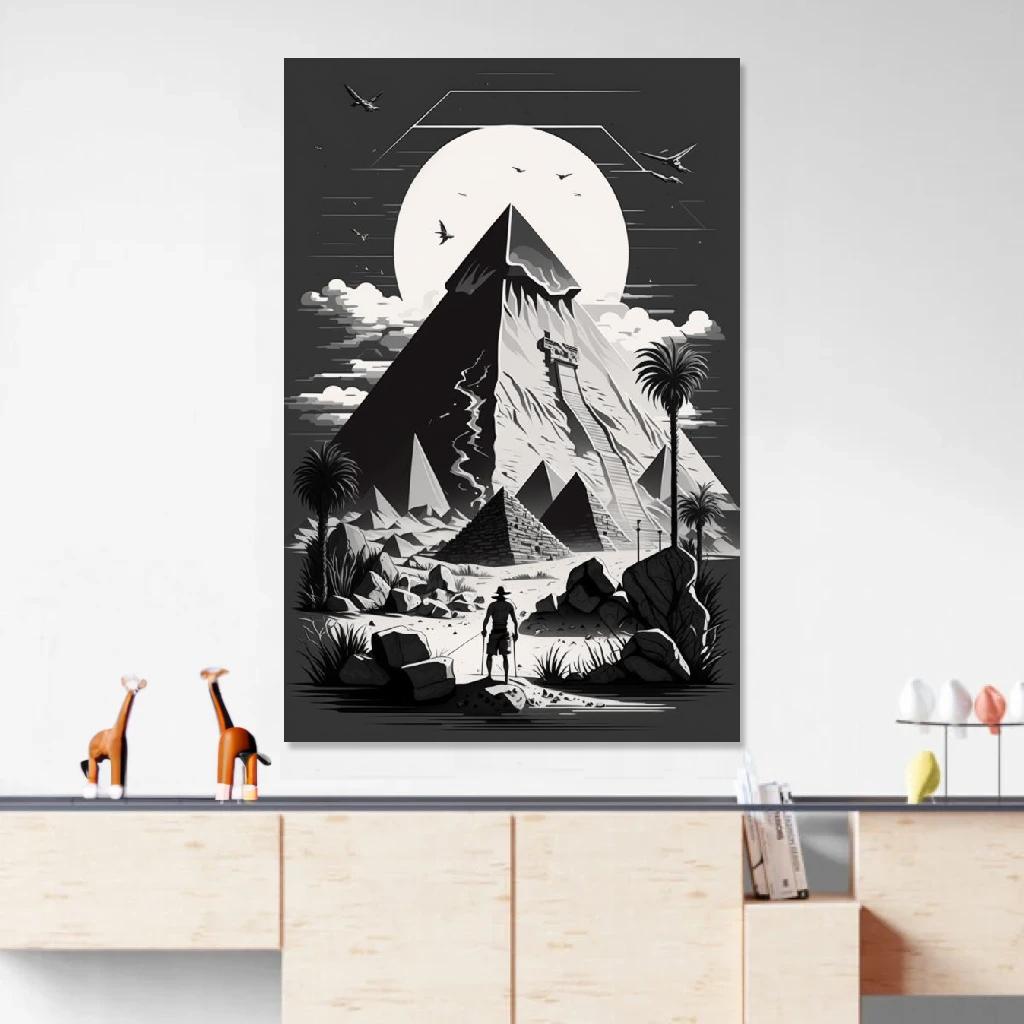 Picture of Great Pyramid of Giza Monochrome au dessus d'un meuble bas