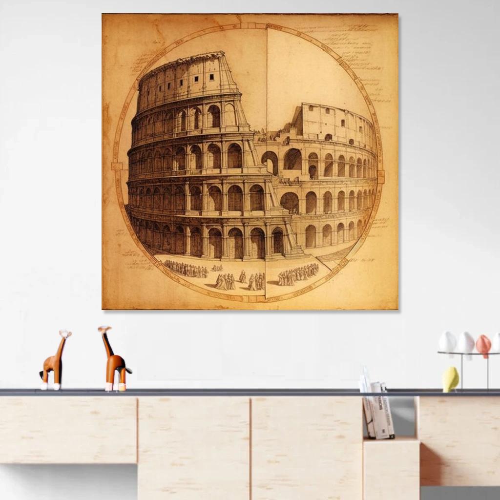 Picture of The Colosseum Leonardo Da Vinci au dessus d'un meuble bas