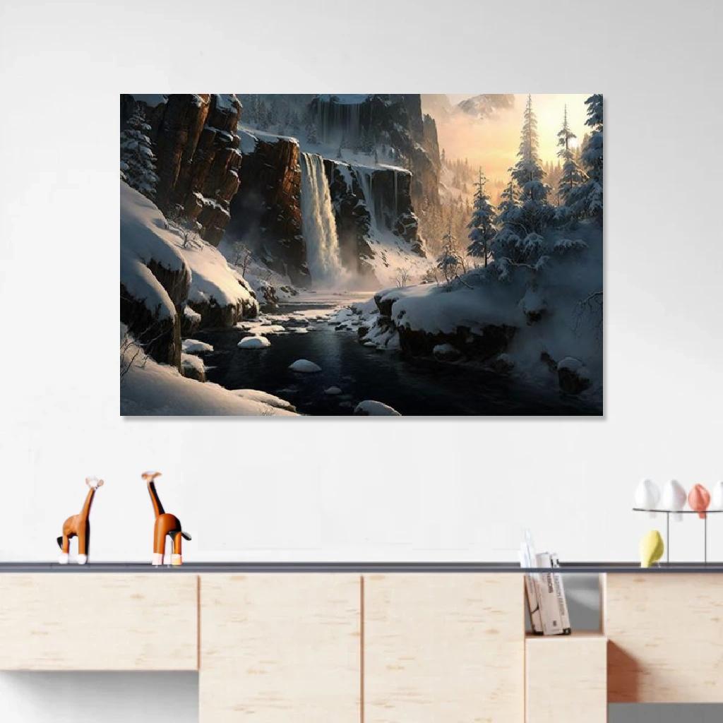Picture of Waterfall Winter au dessus d'un meuble bas