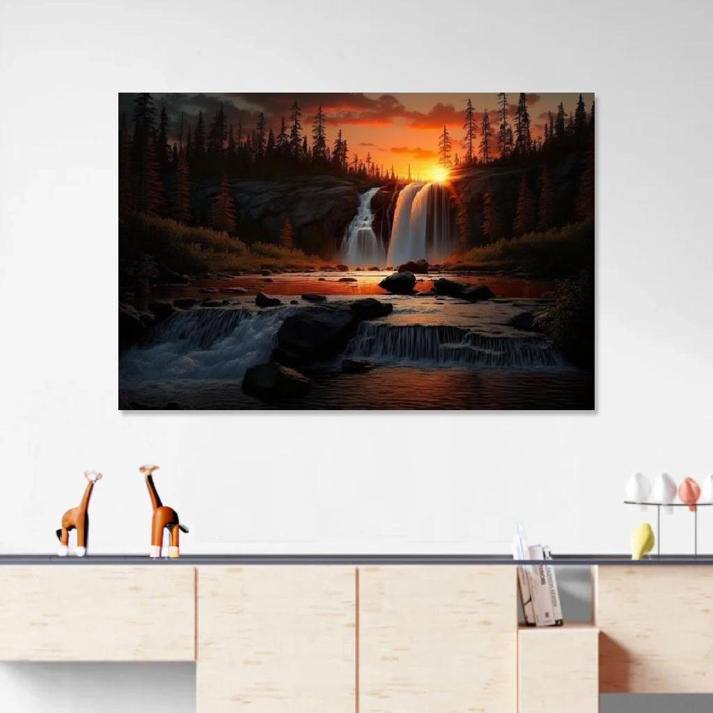 Picture of Waterfall Sunset au dessus d'un meuble bas
