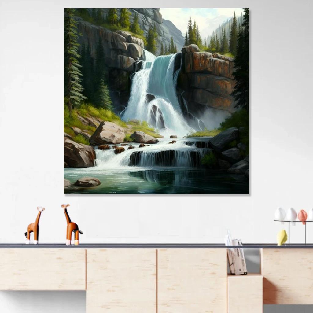 Picture of Waterfall Summer au dessus d'un meuble bas