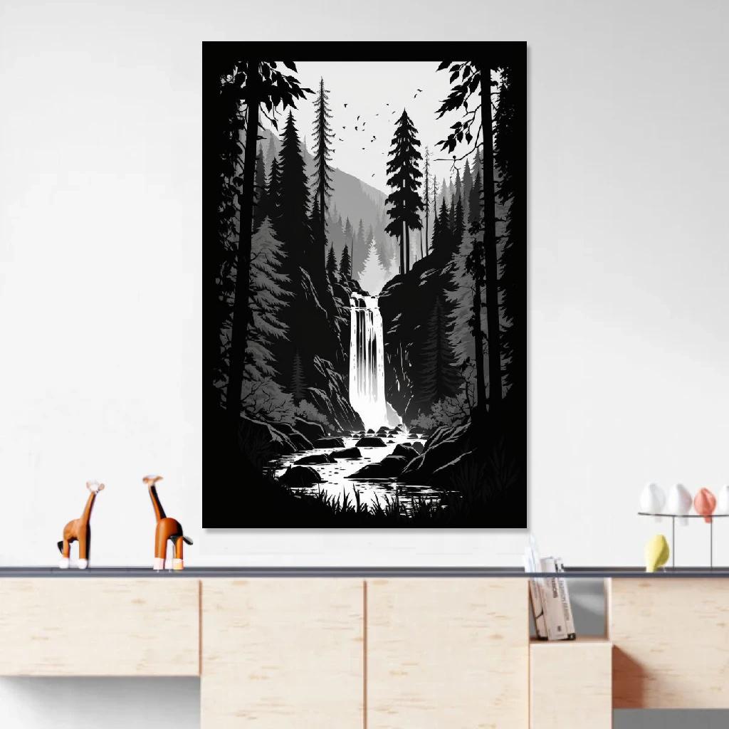 Picture of Waterfall Monochrome au dessus d'un meuble bas