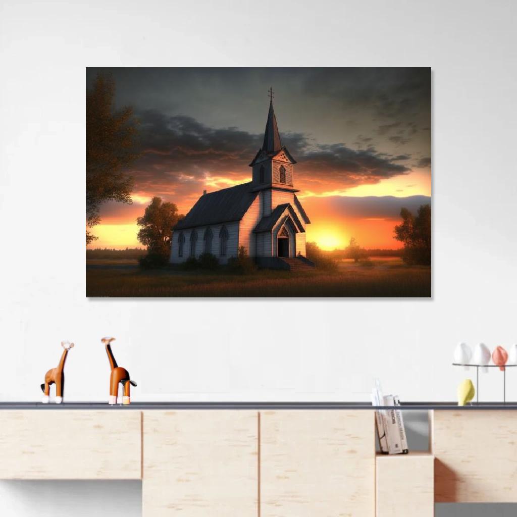 Picture of Church Sunset au dessus d'un meuble bas