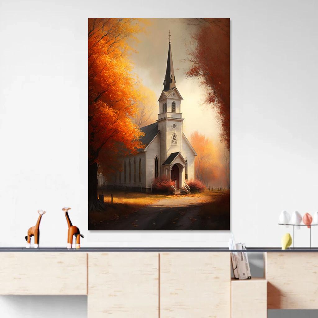 Picture of Church Autumn au dessus d'un meuble bas