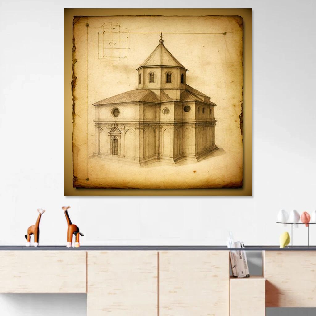 Picture of Church Leonardo Da Vinci au dessus d'un meuble bas