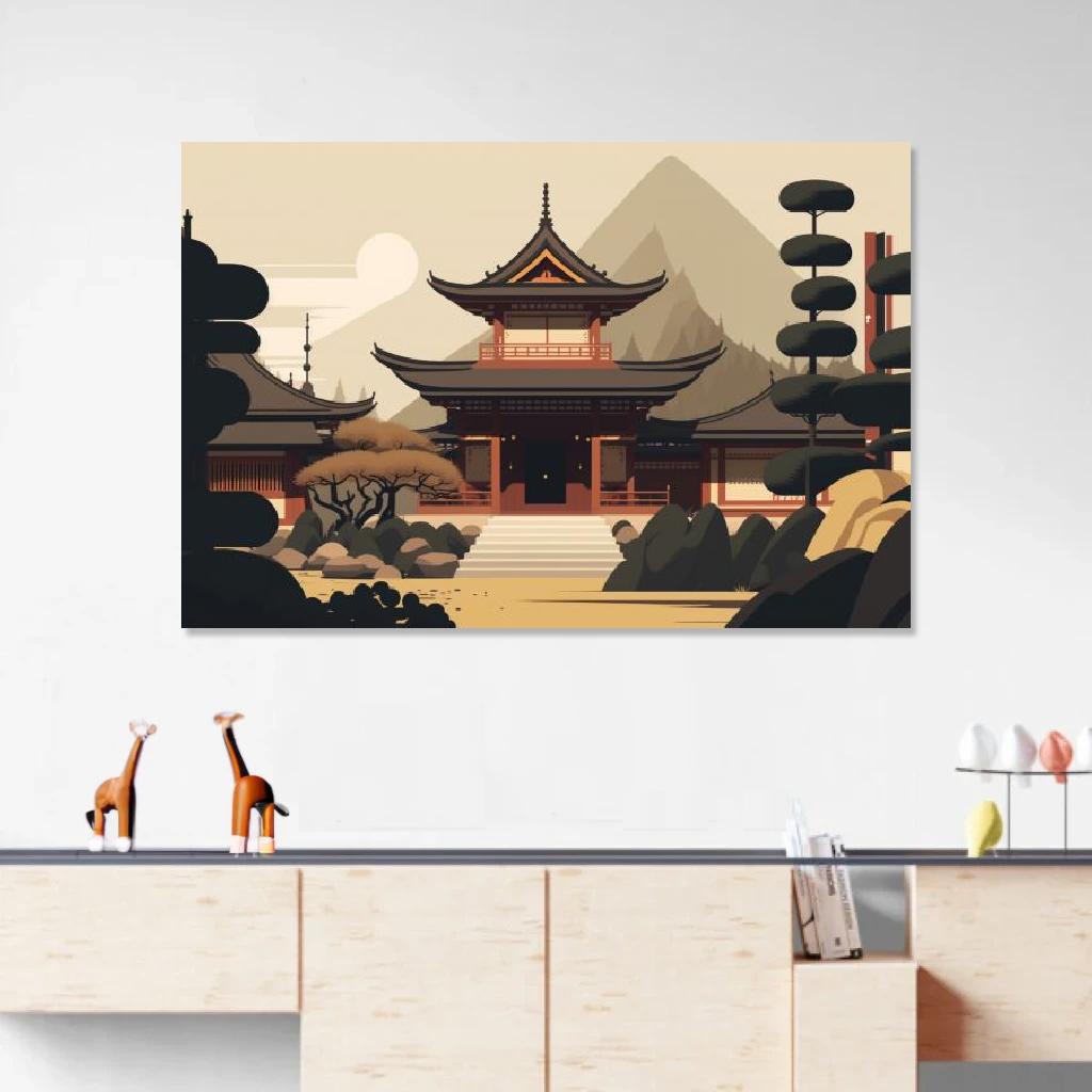 Picture of Buddhist temple Vector au dessus d'un meuble bas