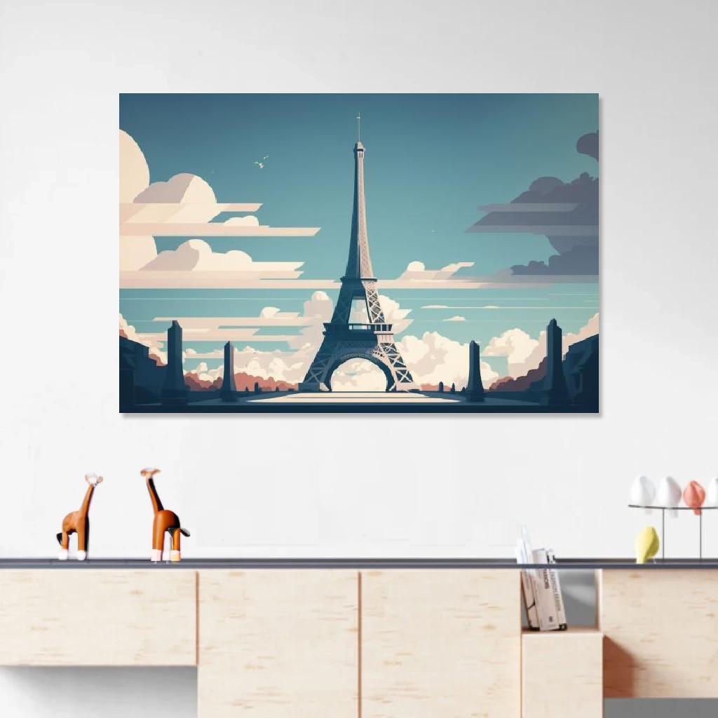 Picture of Eiffel tower Vector au dessus d'un meuble bas