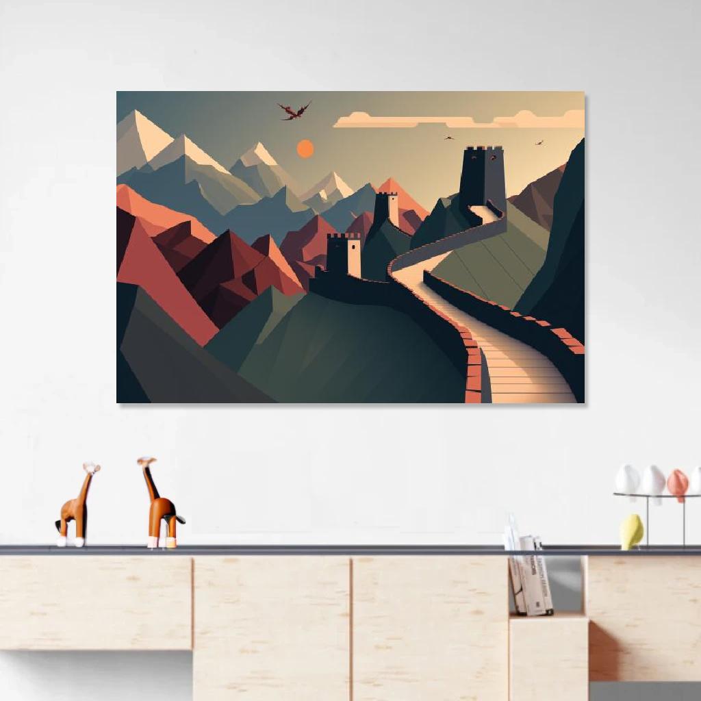 Picture of The Great Wall of China Vector au dessus d'un meuble bas