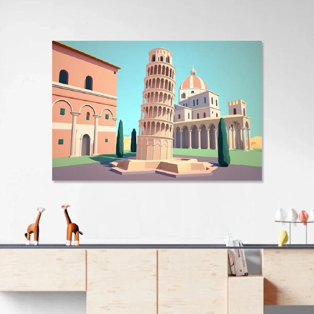 Picture of Leaning Tower of Pisa Vector au dessus d'un meuble bas