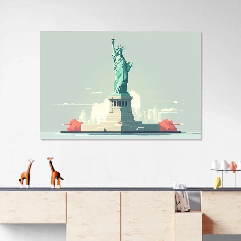 Picture of Statue of Liberty Vector au dessus d'un meuble bas