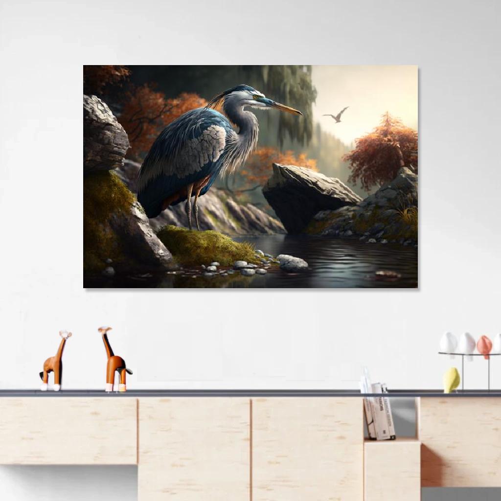 Picture of Heron In Its Natural Environment au dessus d'un meuble bas