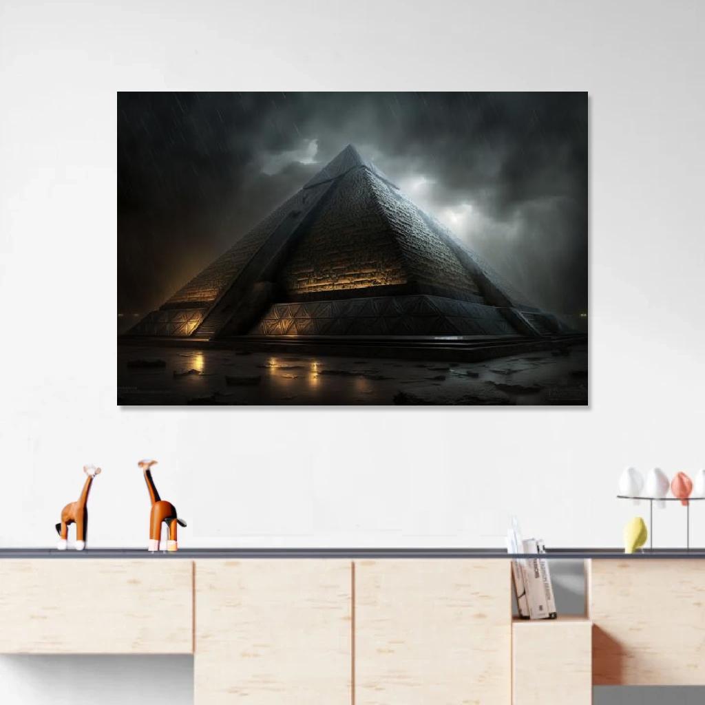 Picture of Great Pyramid of Giza Rainy Night au dessus d'un meuble bas