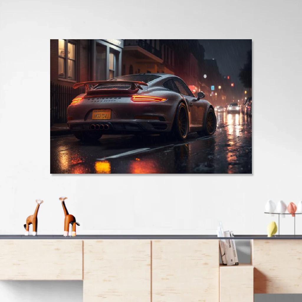 Picture of Porsche 911 Rainy Night au dessus d'un meuble bas