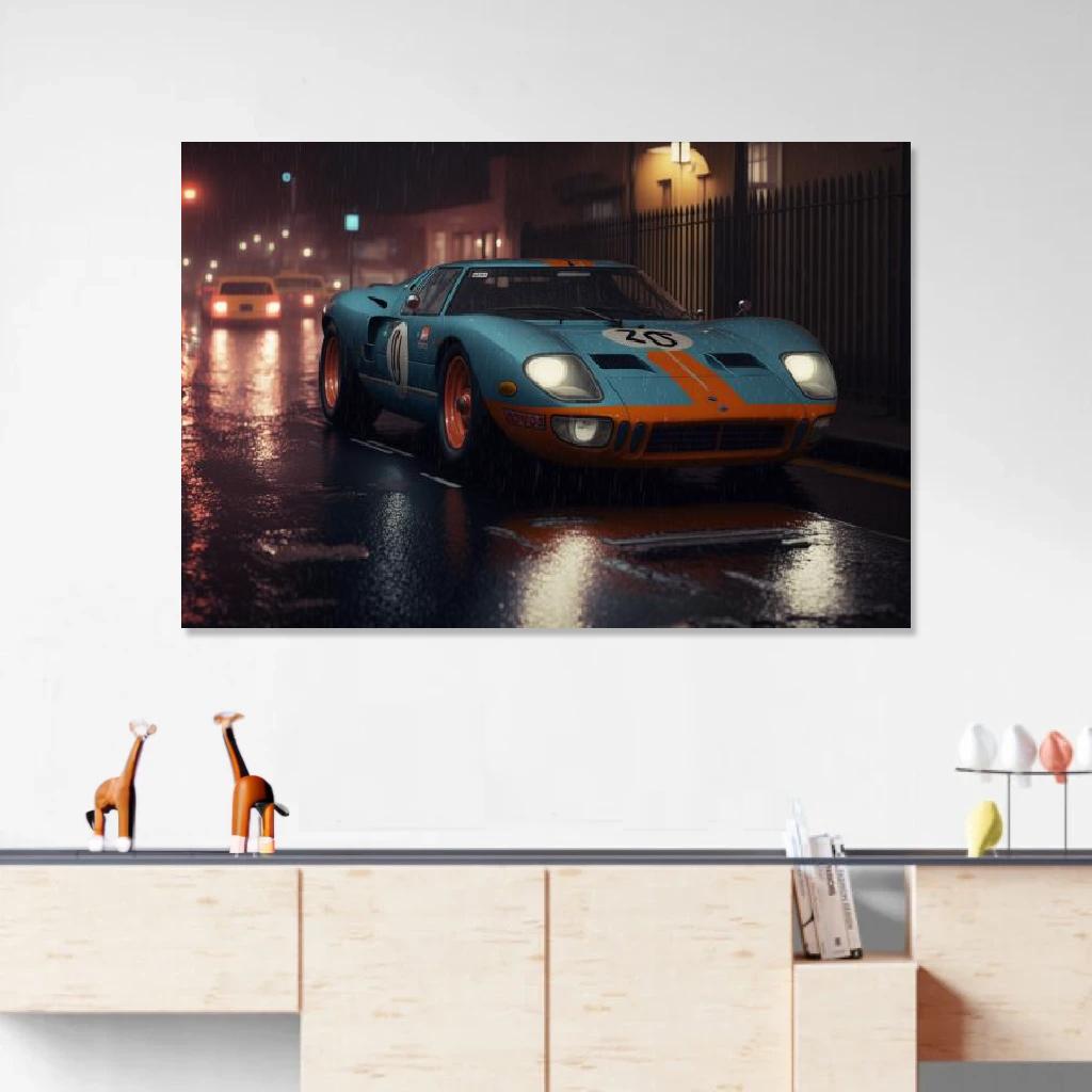 Picture of Ford GT40 Gulf Rainy Night au dessus d'un meuble bas