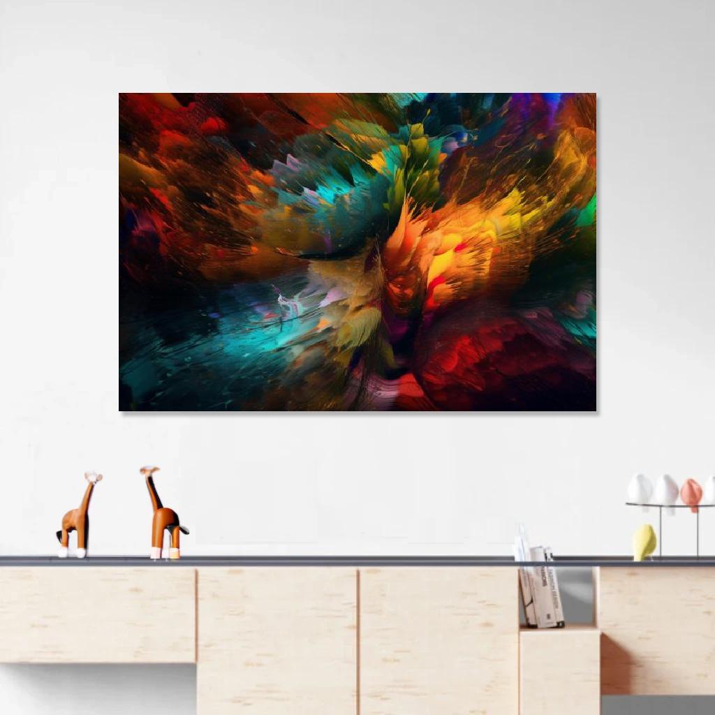Picture of Heron Abstract Art au dessus d'un meuble bas