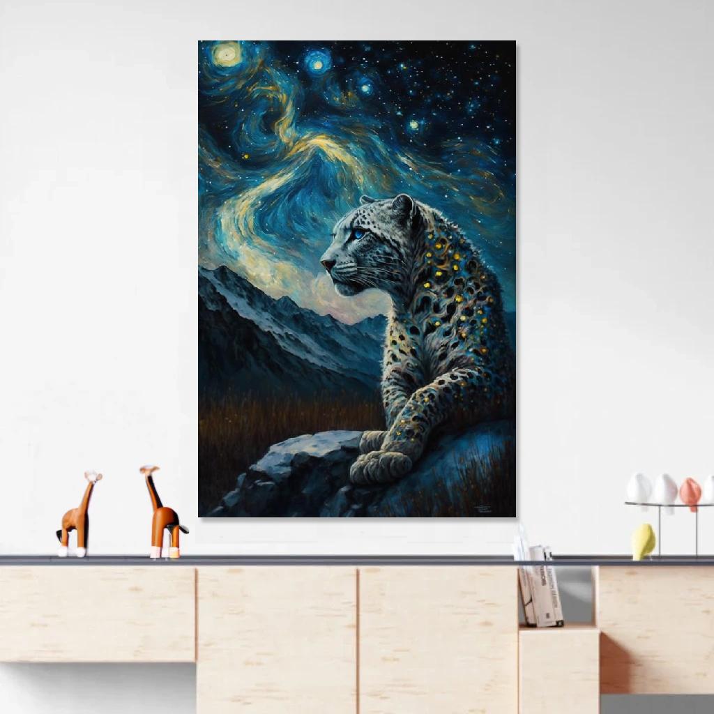 Picture of Snow leopard Mystical au dessus d'un meuble bas