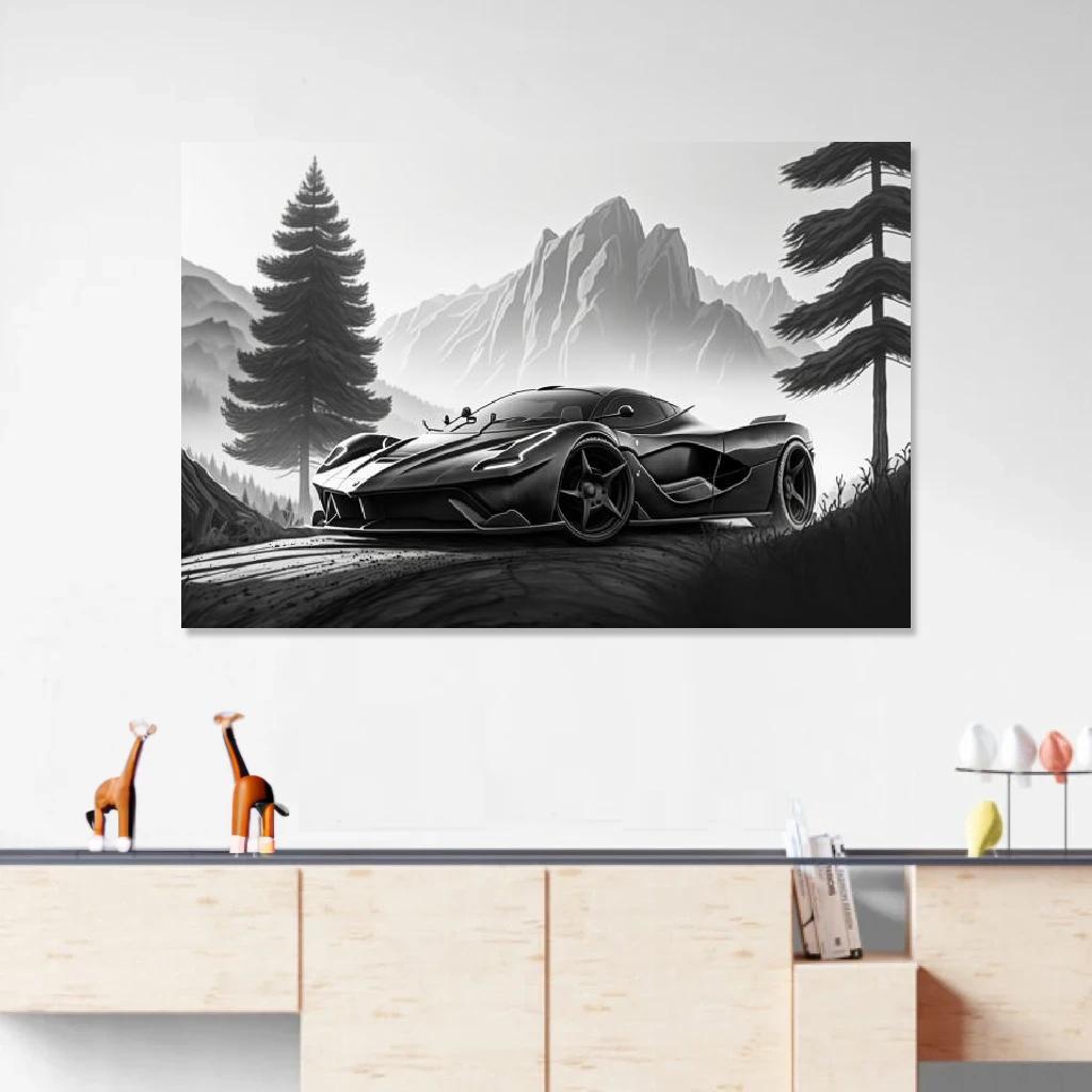 Picture of Ferrari Laferrari Monochrome au dessus d'un meuble bas