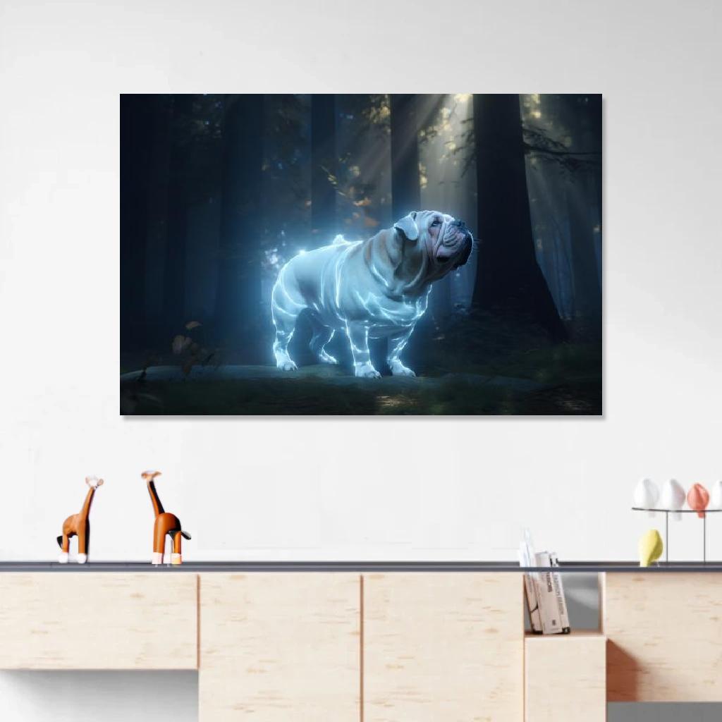 Picture of Bulldog Patronus au dessus d'un meuble bas