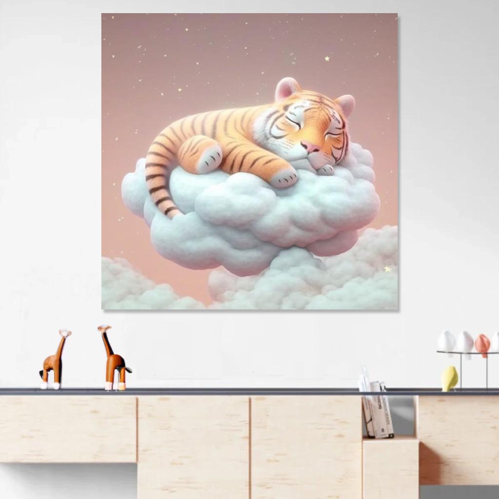 Picture of Tiger Sleeping au dessus d'un meuble bas