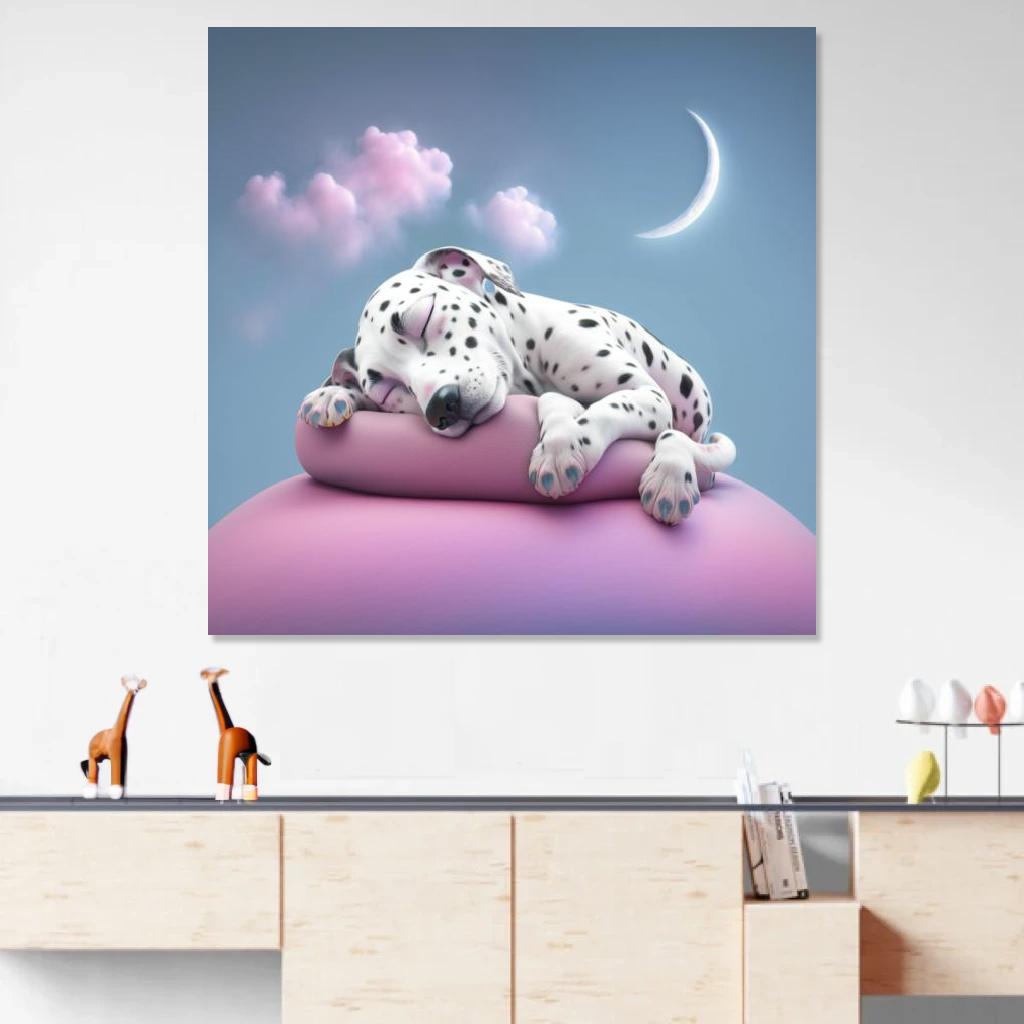 Picture of Dalmatian Sleeping au dessus d'un meuble bas