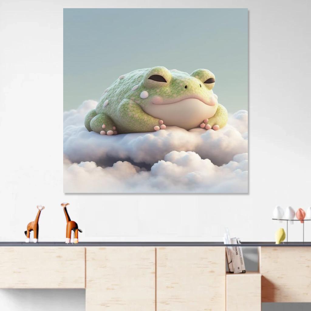 Picture of Frog Sleeping au dessus d'un meuble bas