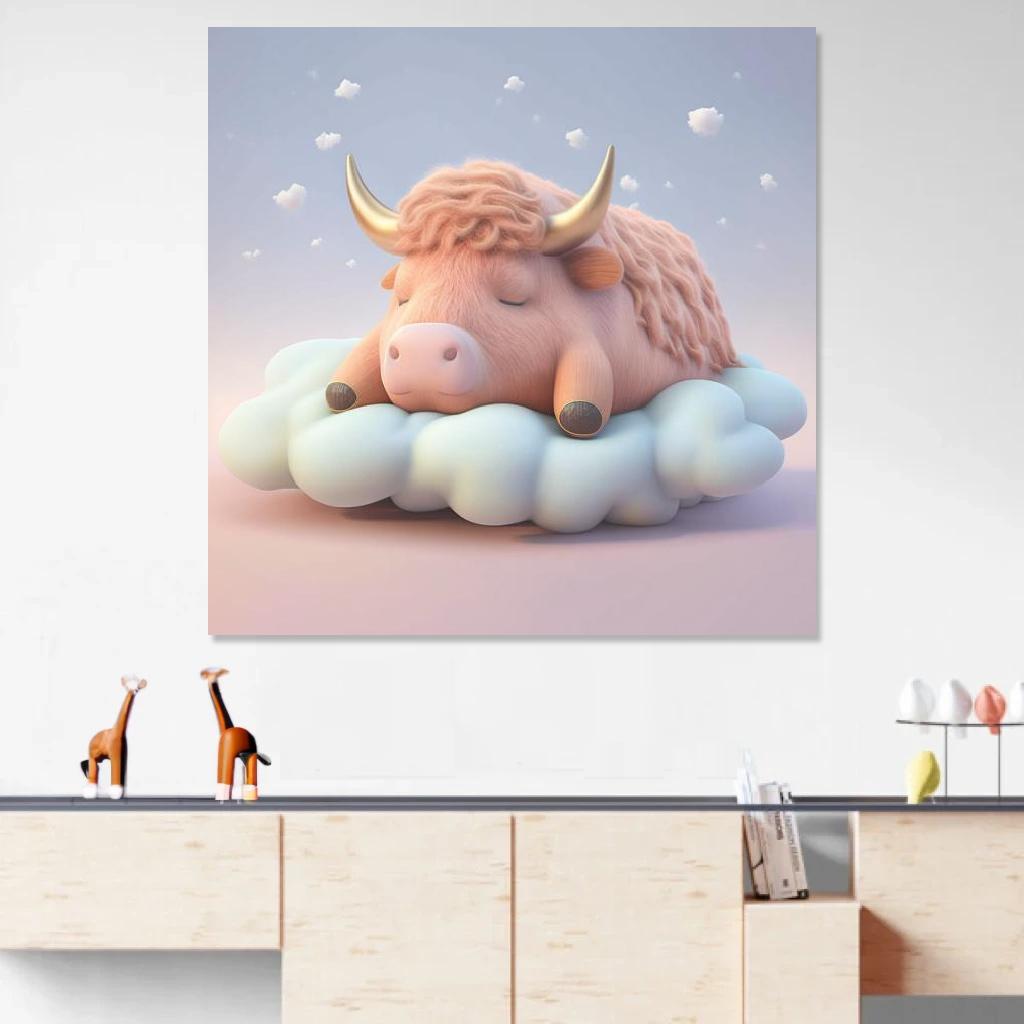 Picture of Bull Sleeping au dessus d'un meuble bas