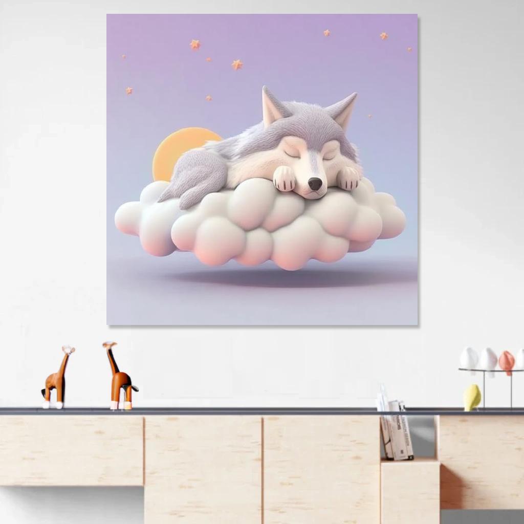 Picture of Wolf Sleeping au dessus d'un meuble bas