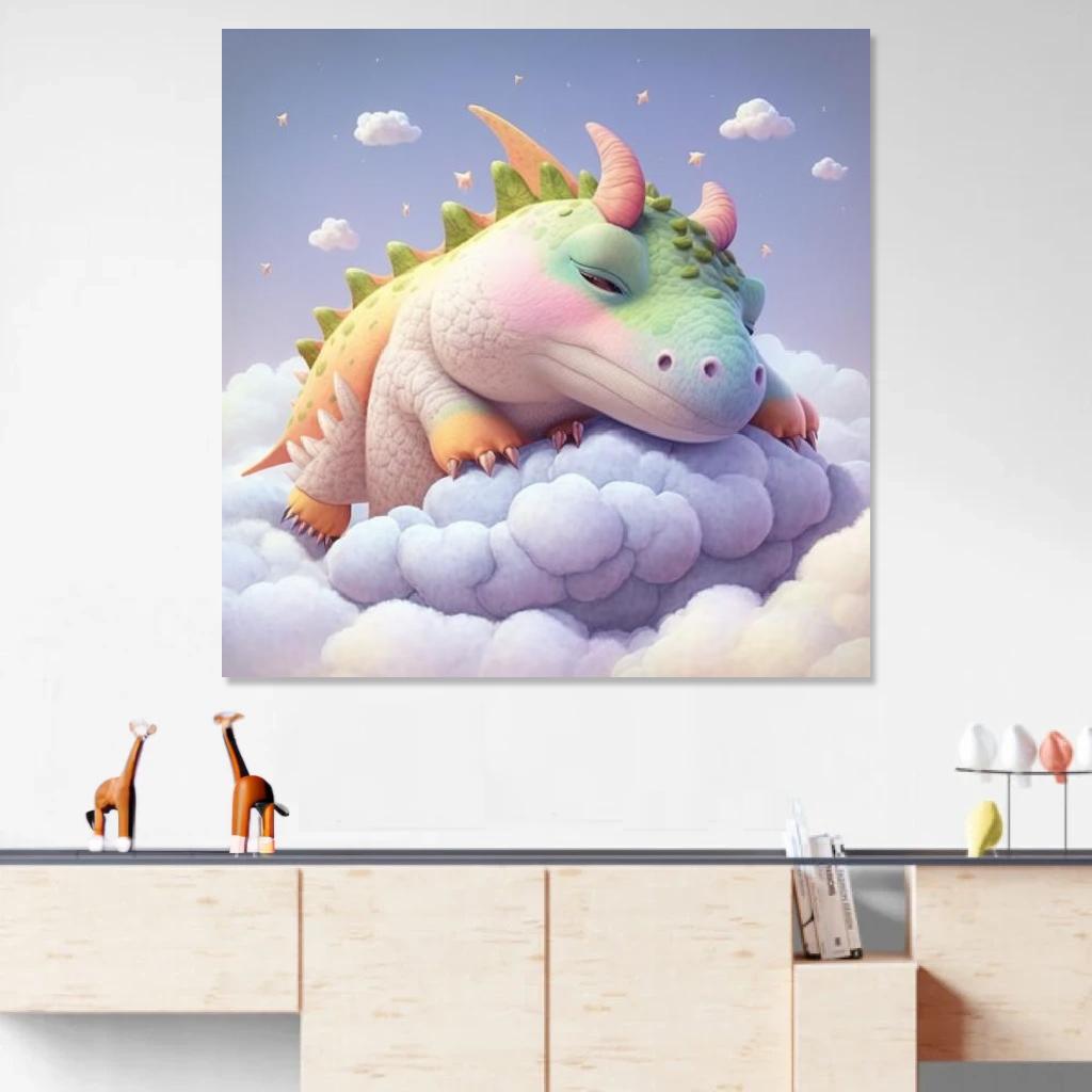 Picture of Dinosaur Sleeping au dessus d'un meuble bas