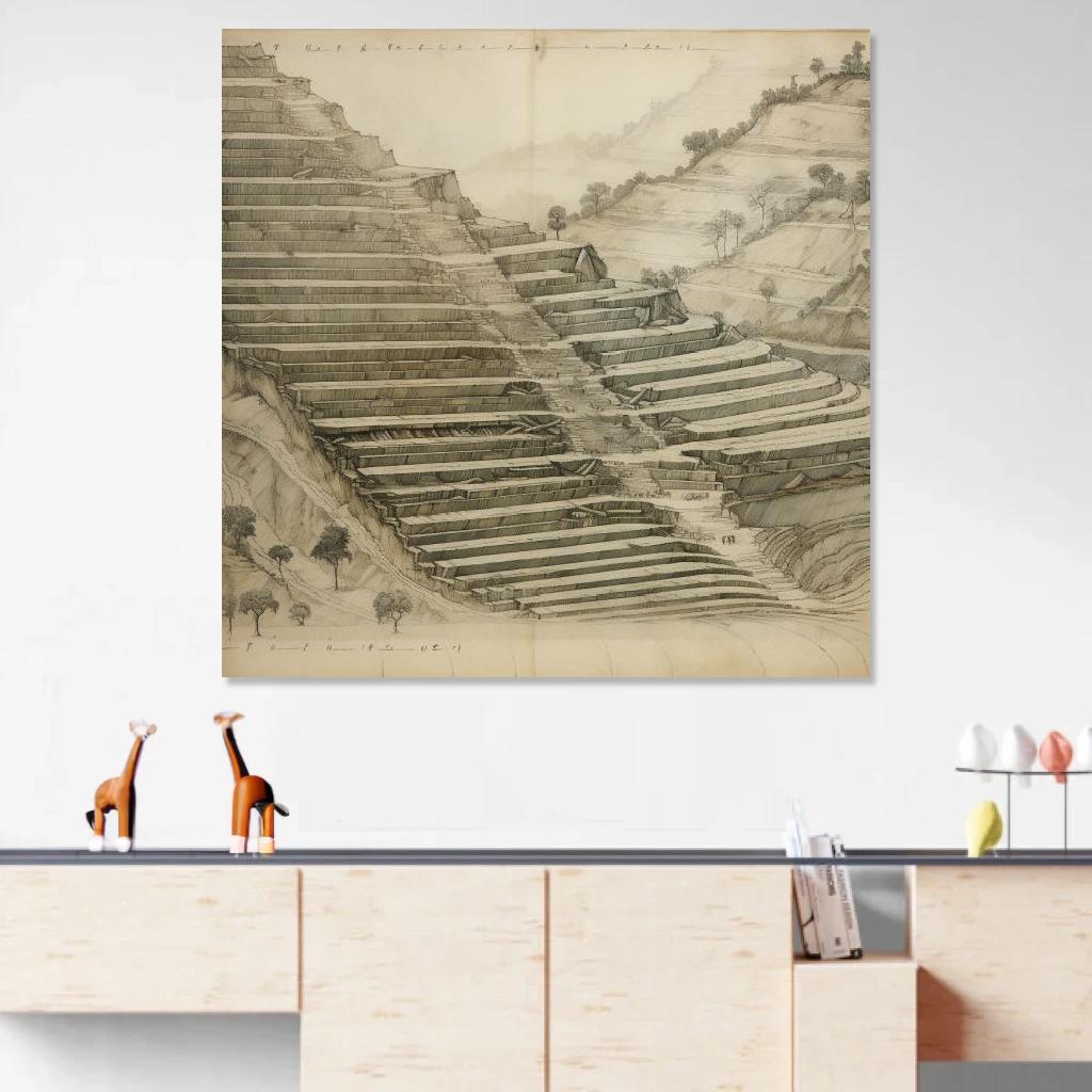 Picture of Yuanyang Terraced Fields Leonardo Da Vinci au dessus d'un meuble bas