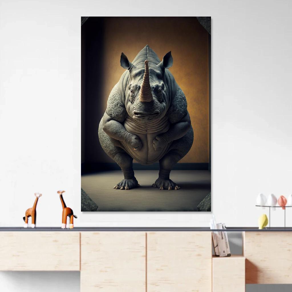Picture of Rhinoceros Yoga au dessus d'un meuble bas