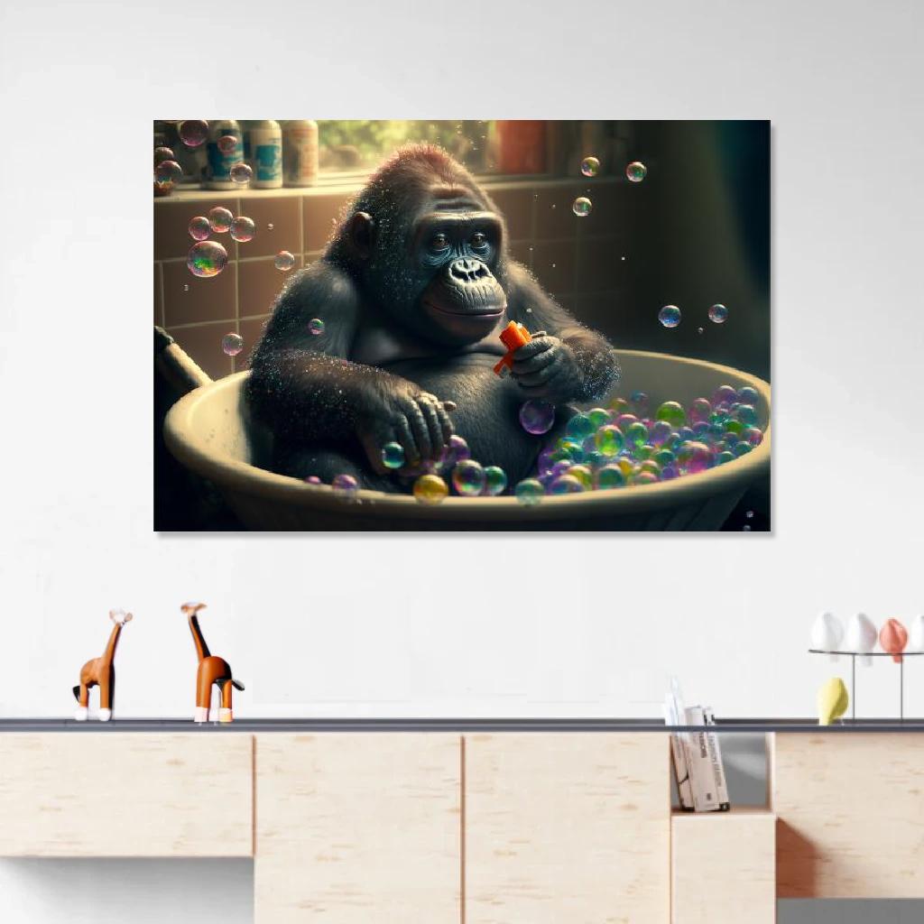Picture of Gorilla In Bathtub au dessus d'un meuble bas