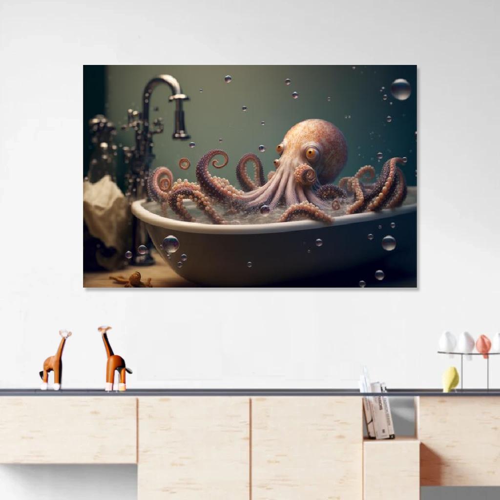 Picture of Octopus In Bathtub au dessus d'un meuble bas