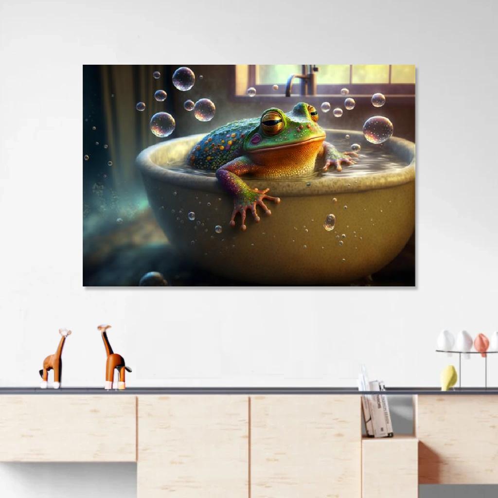 Picture of Frog In Bathtub au dessus d'un meuble bas