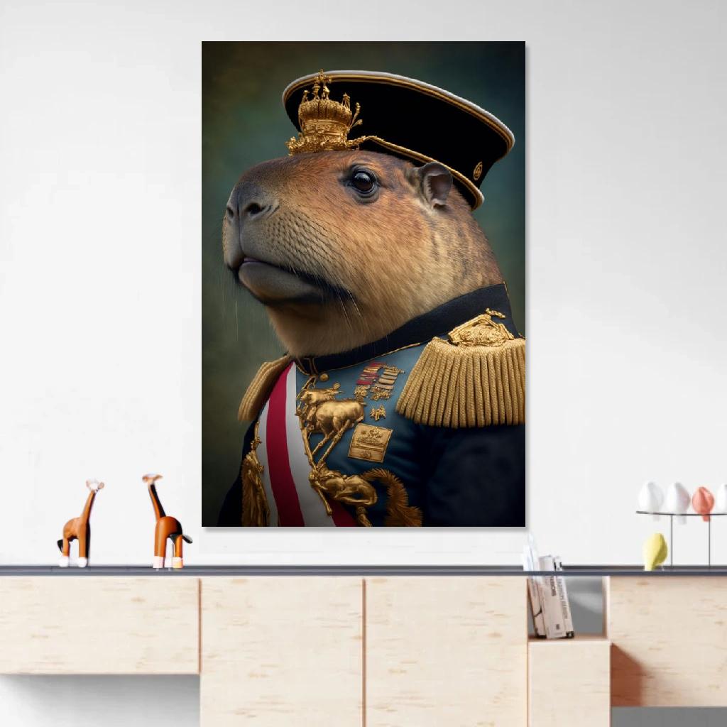 Picture of Capybara Soldat Of Napoleon au dessus d'un meuble bas