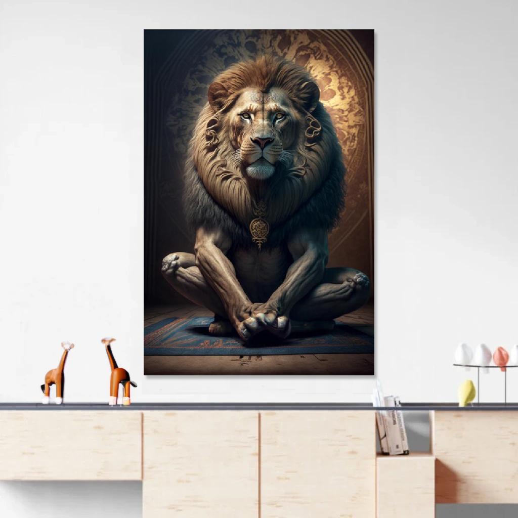 Picture of Lion Yoga au dessus d'un meuble bas