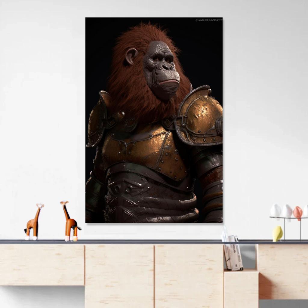 Tableau Orang-outan Chevalier au dessus d'un meuble bas