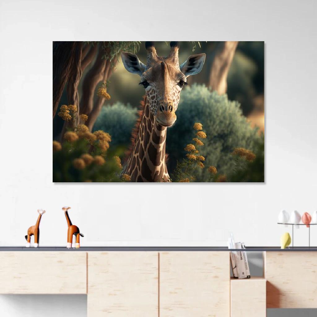 Tableau Girafe Dans Son Environnement Naturel au dessus d'un meuble bas