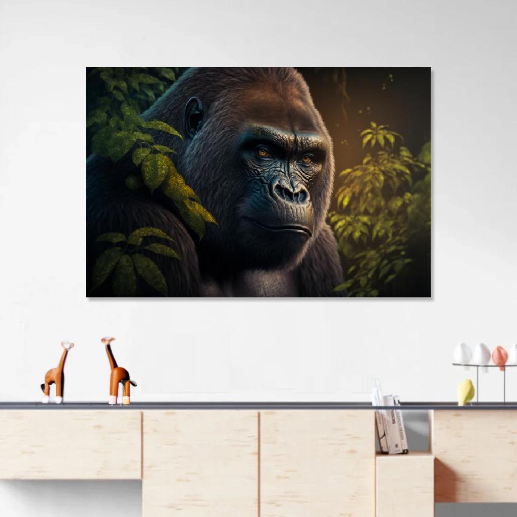 Tableau Gorille Dans Son Environnement Naturel au dessus d'un meuble bas