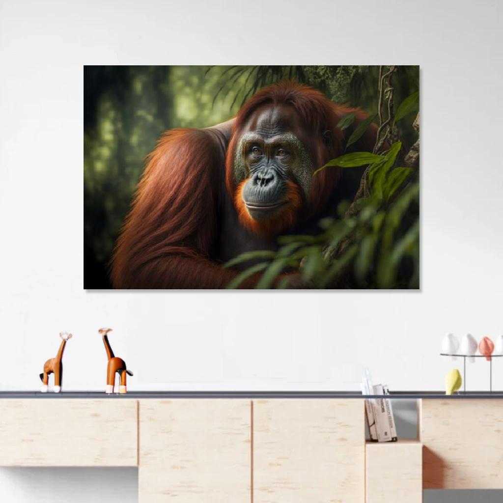 Tableau Orang-outan Dans Son Environnement Naturel au dessus d'un meuble bas