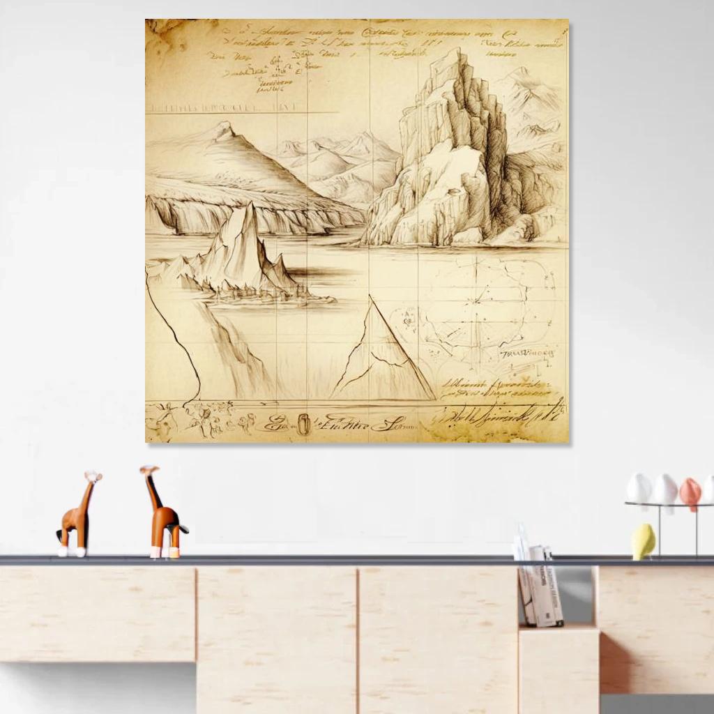 Tableau Polaire Léonard De Vinci au dessus d'un meuble bas