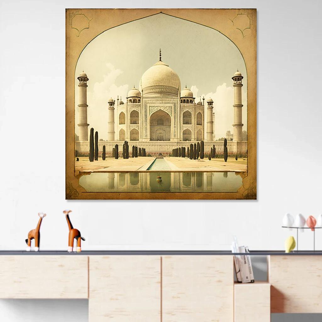 Tableau Taj Mahal été au dessus d'un meuble bas