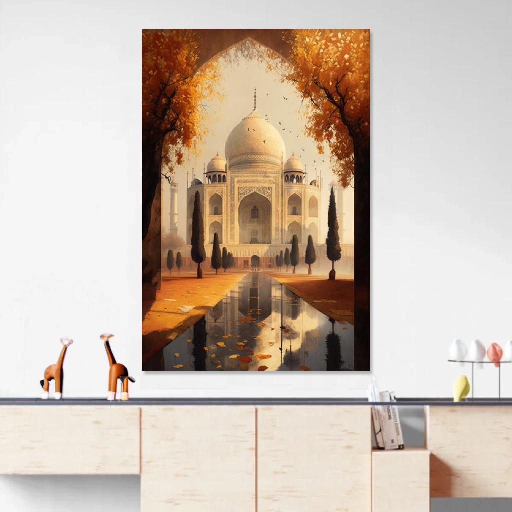 Tableau Taj Mahal Automne au dessus d'un meuble bas