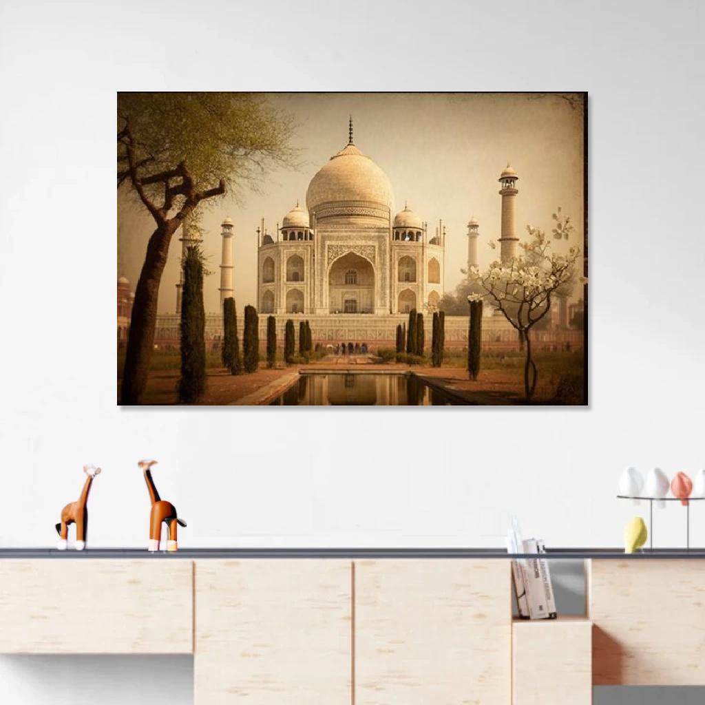 Tableau Taj Mahal Printemps au dessus d'un meuble bas