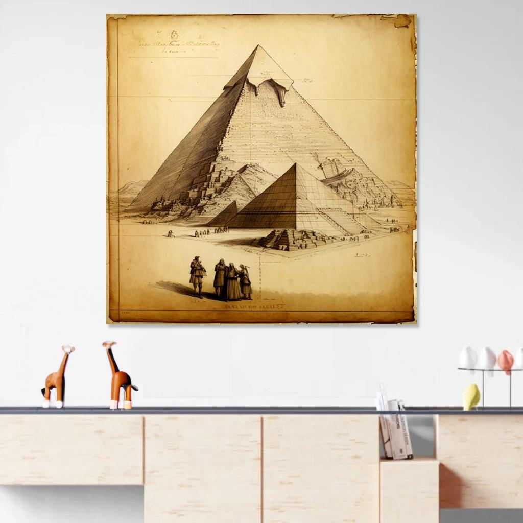 Tableau Pyramide de Khéops Léonard De Vinci au dessus d'un meuble bas