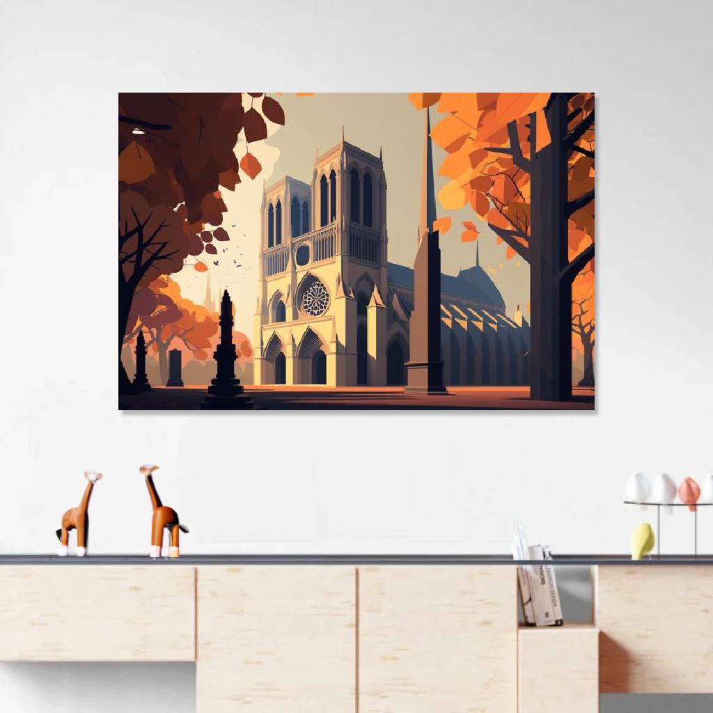 Tableau Cathédrale Notre-Dame de Paris Vecteur au dessus d'un meuble bas