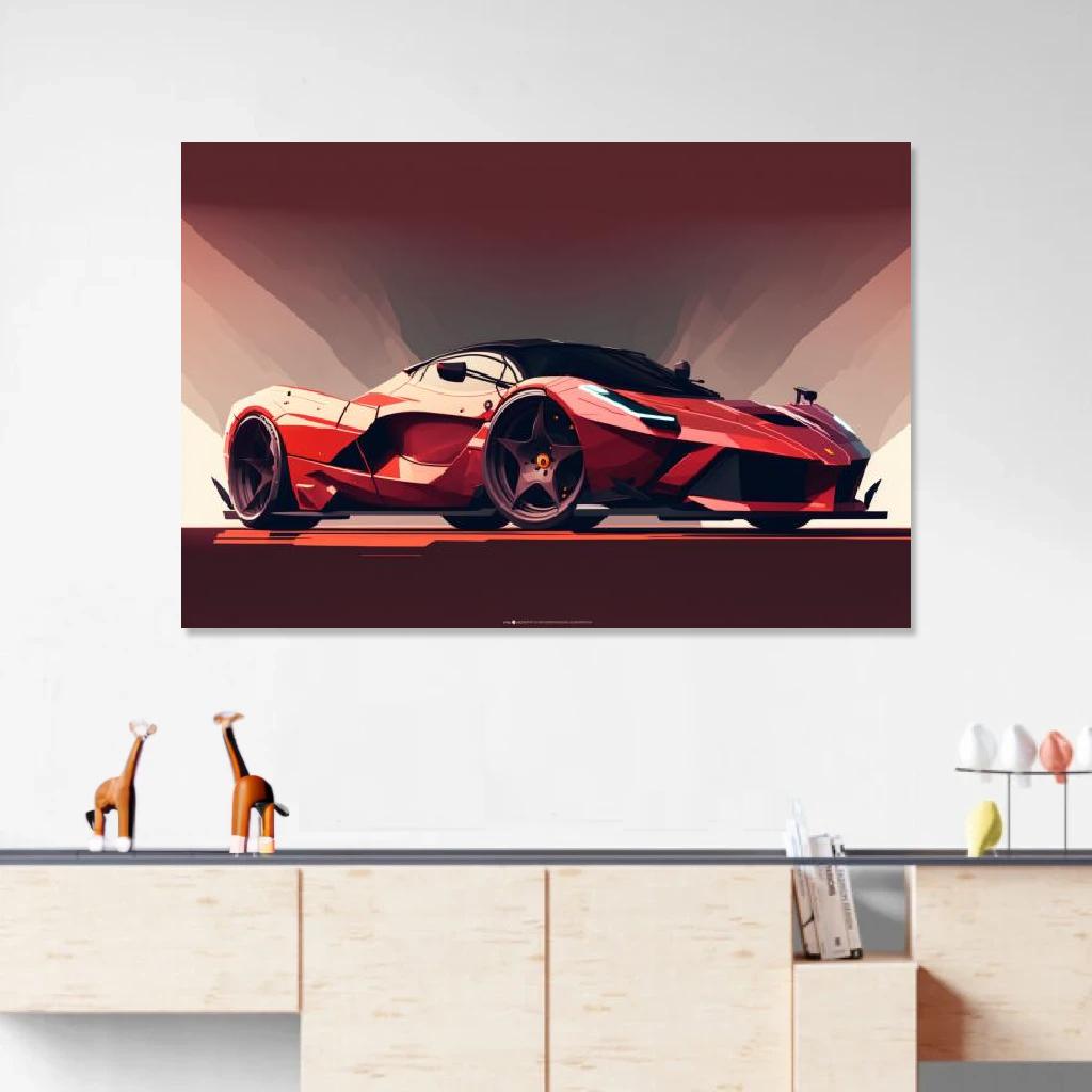 Tableau Ferrari Laferrari Vecteur au dessus d'un meuble bas